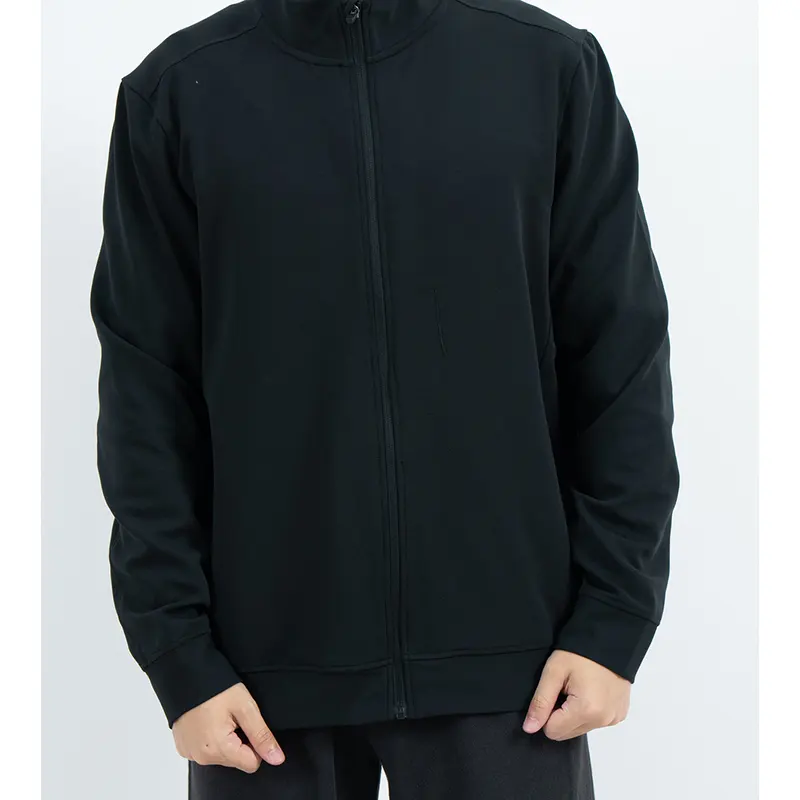 Áo khoác thể thao Full-Zip màu đen có phần vai và lưng