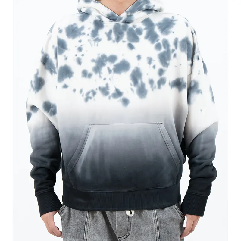 Áo hoodie đốm xám trắng với phần thân dưới ombre